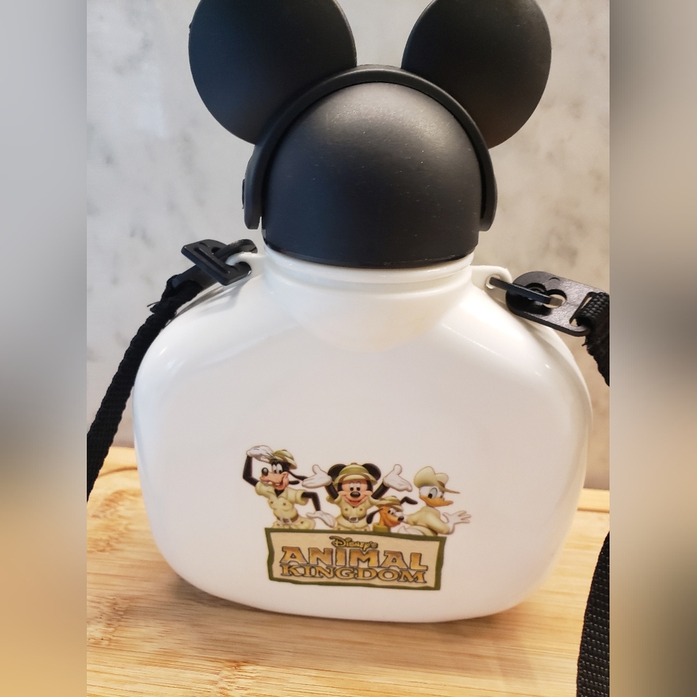 Disney Animal Kingdom Mickey & Friends Canteen Water Bottle & Strap